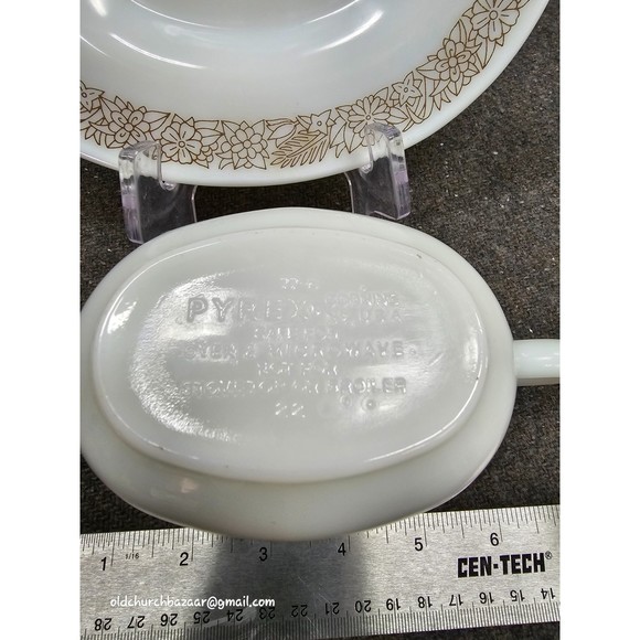 Vintage Pyrex #77-B & 77-U Gravy Boat & Under Plate "Woodland Brown" - Picture 3 of 8